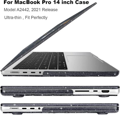 2021 2022 2023 M3 MacBook Pro 14 inch Case A2918 A2992 A2779 M2 M1 A2442 Cover, Glitter Crystal Black Printed Plastic Hard Shell Case for Mac 14 M3 2023 Touch ID, Astronauts & Spacecraft in Saudi Arabia