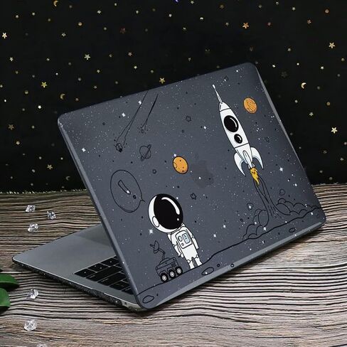 2021 2022 2023 M3 MacBook Pro 14 inch Case A2918 A2992 A2779 M2 M1 A2442 Cover, Glitter Crystal Black Printed Plastic Hard Shell Case for Mac 14 M3 2023 Touch ID, Astronauts & Spacecraft in Saudi Arabia