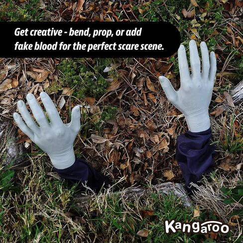 Kangaroo Zombie Hands Lawn Stakes ديكورات الهالوين، مظهر واقعي، أيدي وهمية لديكورات حفلات الهالوين، دعائم مثالية للهالوين لديكور الهيكل العظمي للهالوين، ديكورات منزل مسكون in Kuwait