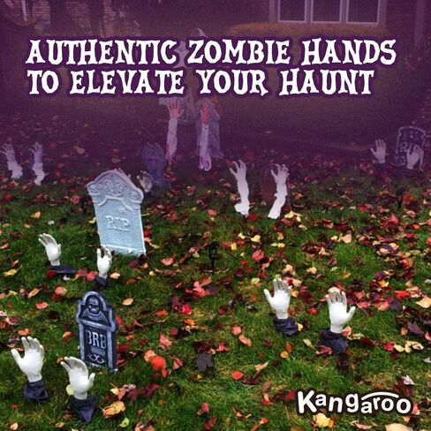 Kangaroo Zombie Hands Lawn Stakes ديكورات الهالوين، مظهر واقعي، أيدي وهمية لديكورات حفلات الهالوين، دعائم مثالية للهالوين لديكور الهيكل العظمي للهالوين، ديكورات منزل مسكون in Kuwait