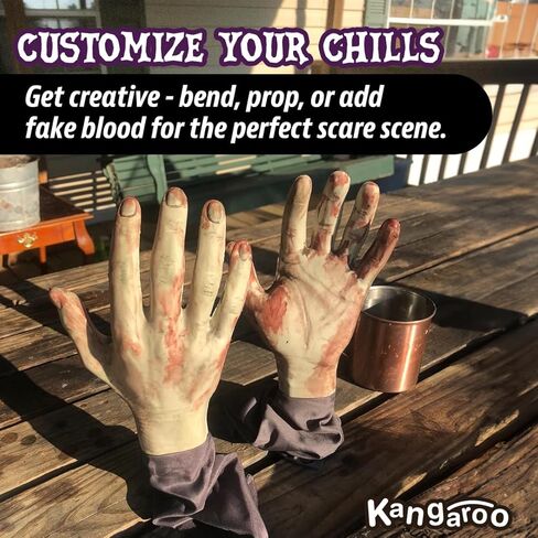 Kangaroo Zombie Hands Lawn Stakes ديكورات الهالوين، مظهر واقعي، أيدي وهمية لديكورات حفلات الهالوين، دعائم مثالية للهالوين لديكور الهيكل العظمي للهالوين، ديكورات منزل مسكون in Kuwait