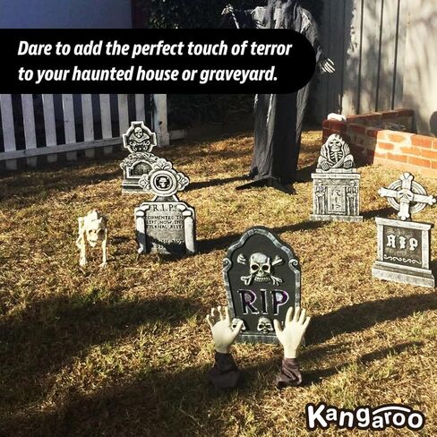 Kangaroo Zombie Hands Lawn Stakes ديكورات الهالوين، مظهر واقعي، أيدي وهمية لديكورات حفلات الهالوين، دعائم مثالية للهالوين لديكور الهيكل العظمي للهالوين، ديكورات منزل مسكون in Kuwait