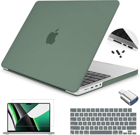 Teryeefi for MacBook Pro 14 Inch Case 2021 2022 2023 2024 Release Model A2918/A2992/A2779/A2442, Plastic Hard Shell Case & Keyboard Skin & OTG Adapter for 14.2 "MacBook Pro M3 M2 M1 Cover, Chalk Pink in Saudi Arabia