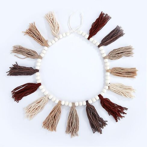 Cotton Boho Tassel Garland, Boho Wall Decor for Bedroom, Boho Tassel Western Room Decor for Spring Classroom Party, Nursery, Baby Shower, Girls Room Decor, Birthday Gift (Brown) in Saudi Arabia