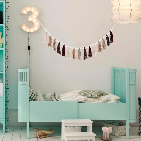 Cotton Boho Tassel Garland, Boho Wall Decor for Bedroom, Boho Tassel Western Room Decor for Spring Classroom Party, Nursery, Baby Shower, Girls Room Decor, Birthday Gift (Brown) in Saudi Arabia