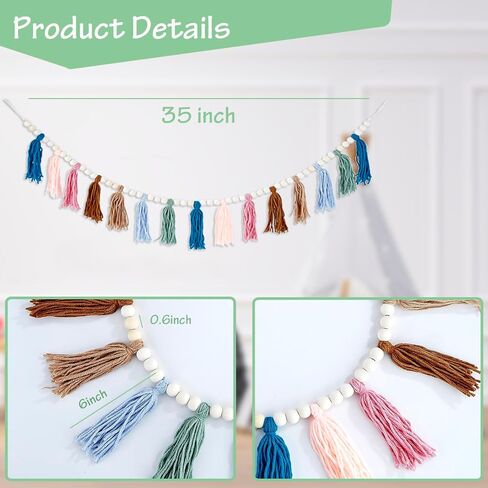 Cotton Boho Tassel Garland, Boho Wall Decor for Bedroom, Boho Tassel Western Room Decor for Spring Classroom Party, Nursery, Baby Shower, Girls Room Decor, Birthday Gift (Brown) in Saudi Arabia