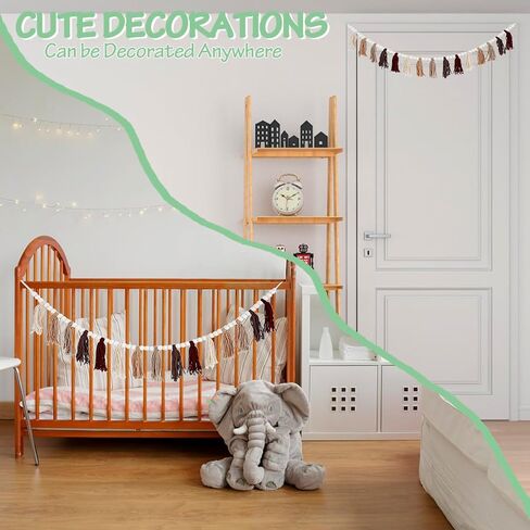 Cotton Boho Tassel Garland, Boho Wall Decor for Bedroom, Boho Tassel Western Room Decor for Spring Classroom Party, Nursery, Baby Shower, Girls Room Decor, Birthday Gift (Brown) in Saudi Arabia