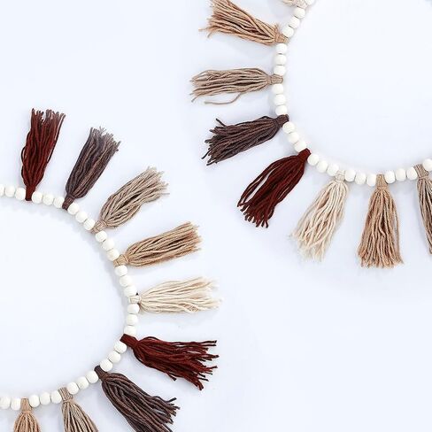 Cotton Boho Tassel Garland, Boho Wall Decor for Bedroom, Boho Tassel Western Room Decor for Spring Classroom Party, Nursery, Baby Shower, Girls Room Decor, Birthday Gift (Brown) in Saudi Arabia