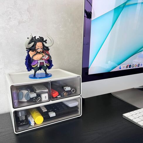 صندوق تخزين لأدراج المكتب، منظم لوازم المكتب، منظم مستحضرات التجميل البلاستيكي، صندوق تخزين بقالة سطح المكتب. للقرطاسية/اللوازم المكتبية/المدرسة/المنزل (رمادي 2 حجرة) in Kuwait