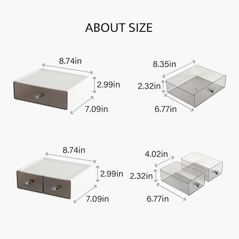 صندوق تخزين لأدراج المكتب، منظم لوازم المكتب، منظم مستحضرات التجميل البلاستيكي، صندوق تخزين بقالة سطح المكتب. للقرطاسية/اللوازم المكتبية/المدرسة/المنزل (رمادي 2 حجرة) in Kuwait