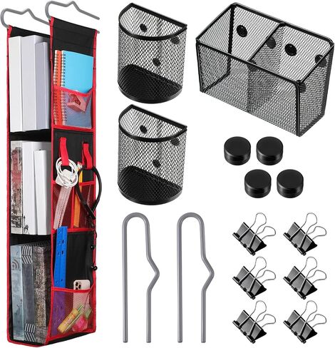 3 Shelf Hanging Locker Organizer for School Gym Adjustable Hanging Locker Shelves 3 Magnetic Pen Holder with 6 Clips and 4 Magnets Locker Accessories for Children School Storage in Saudi Arabia