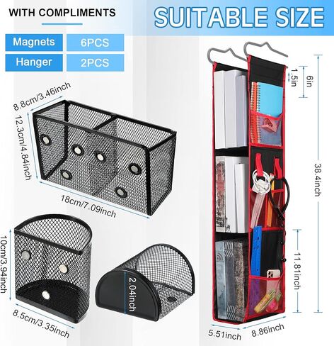 3 Shelf Hanging Locker Organizer for School Gym Adjustable Hanging Locker Shelves 3 Magnetic Pen Holder with 6 Clips and 4 Magnets Locker Accessories for Children School Storage in Saudi Arabia