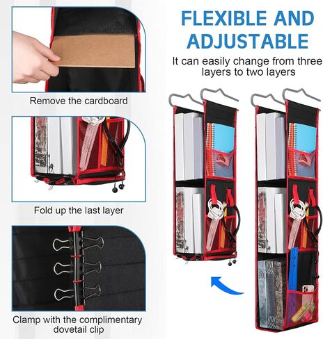 3 Shelf Hanging Locker Organizer for School Gym Adjustable Hanging Locker Shelves 3 Magnetic Pen Holder with 6 Clips and 4 Magnets Locker Accessories for Children School Storage in Saudi Arabia