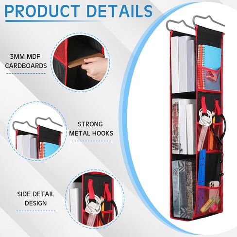 3 Shelf Hanging Locker Organizer for School Gym Adjustable Hanging Locker Shelves 3 Magnetic Pen Holder with 6 Clips and 4 Magnets Locker Accessories for Children School Storage in Saudi Arabia