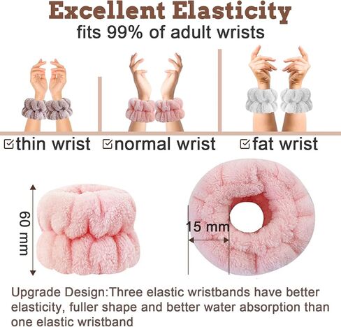 مناشف المعصم لغسل الوجه، أساور معصم من الألياف الدقيقة، أساور معصم ماصة للغسيل للنساء والفتيات تمنع الماء من انسكاب ذراعيك... in Kuwait