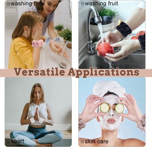 مناشف المعصم لغسل الوجه، أساور معصم من الألياف الدقيقة، أساور معصم ماصة للغسيل للنساء والفتيات تمنع الماء من انسكاب ذراعيك... in Kuwait