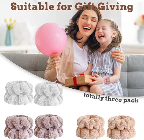 مناشف المعصم لغسل الوجه، أساور معصم من الألياف الدقيقة، أساور معصم ماصة للغسيل للنساء والفتيات تمنع الماء من انسكاب ذراعيك... in Kuwait