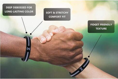 Gray Awareness Ribbon Wristbands (6-pack) - Silicone Rubber Support Bracelets for Men Women Boys Girls - Grey Awareness Ribbon Accessories in Bulk, Silicone Rubber in Kuwait