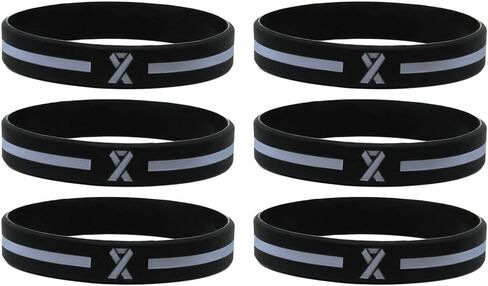 Gray Awareness Ribbon Wristbands (6-pack) - Silicone Rubber Support Bracelets for Men Women Boys Girls - Grey Awareness Ribbon Accessories in Bulk, Silicone Rubber in Kuwait