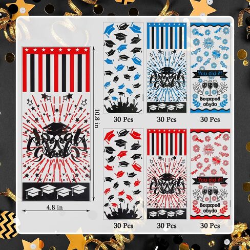 180 Pieces Graduation Cellophane Treat Bags Congrats Graduates Candy Present Bags Plastic Clear Goodie Wrapping Bags with 180 Silver Twist Ties for Graduation Day (Bllue and Red) in Saudi Arabia