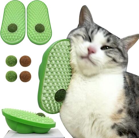 2 Pcs Catnip Toys Balls That Stick on Wall,Cat Toy Ball, Catnip Wall Balls for Cats Lick,Cat Face Scratchers Cat Rubbing Post, Cat Wall Brush (Green) in Saudi Arabia