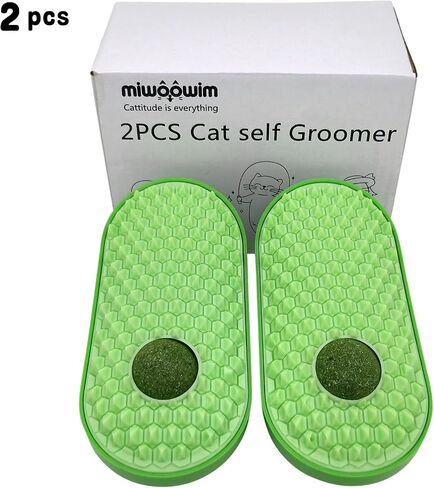 2 Pcs Catnip Toys Balls That Stick on Wall,Cat Toy Ball, Catnip Wall Balls for Cats Lick,Cat Face Scratchers Cat Rubbing Post, Cat Wall Brush (Green) in Saudi Arabia