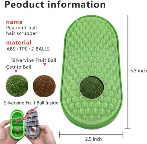 2 Pcs Catnip Toys Balls That Stick on Wall,Cat Toy Ball, Catnip Wall Balls for Cats Lick,Cat Face Scratchers Cat Rubbing Post, Cat Wall Brush (Green) in Saudi Arabia