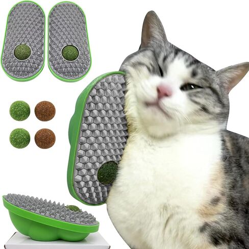 2 Pcs Catnip Toys Balls That Stick on Wall,Cat Toy Ball, Catnip Wall Balls for Cats Lick,Cat Face Scratchers Cat Rubbing Post, Cat Wall Brush (Green) in Saudi Arabia