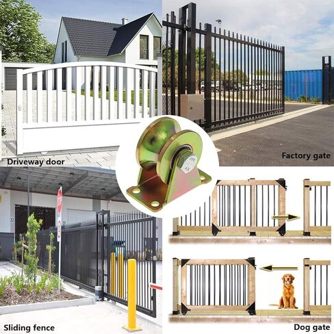 Skelang 4 Pcs 2" U-Type Groove Wheel Heavy Duty Rigid Caster with Bracket for Inverted Track, Rolling Gate, Industrial Machines, Wire Rope Rail, Loading Capacity 660 Lbs in Kuwait