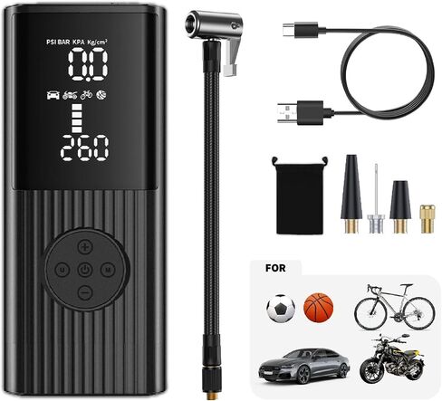 Tire Inflator Portable Air Compressor - 180 PSI Air Pump for Car Accurate Tire Pressure LED Display 20000mAh Batteries Fast Inflation for Cars, Motorcycle, Bike in Kuwait