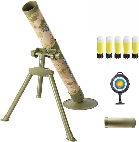 Mortar Launcher Playset for Kids 6-12 Years Old, Soft Foam Rocket Kids Play Set with 5 Safety Foam Shells for Boys and Girls (Five Shells Yellow) in Saudi Arabia