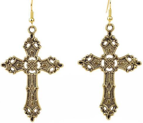 Gothic Cross Earrings Dangle, Cross Earrings for Women and Girls Vintage Gold Silver Cross Earrings Punk Style Big Cross Earrings Halloween Christmas New Year Jewelry Gift in Saudi Arabia