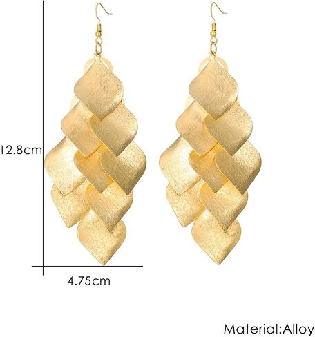 FUTIMELY Layered Leaf Dangle Drop Earrings for Women Girls,Boho Handmade Super Lightweight Butterfly Chandelier Statement Earring Personalized Fashion Jewelry in Saudi Arabia