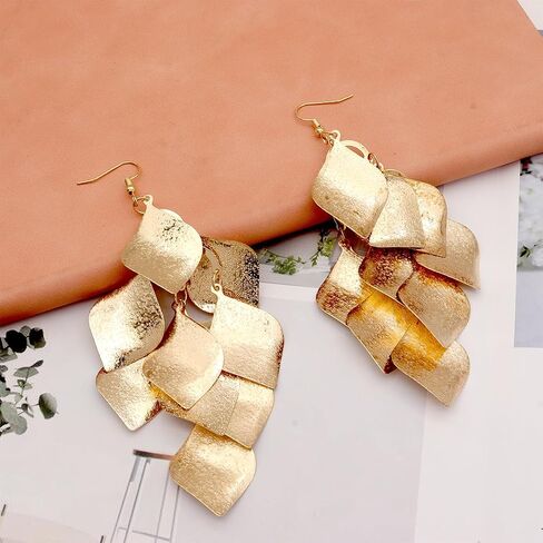 FUTIMELY Layered Leaf Dangle Drop Earrings for Women Girls,Boho Handmade Super Lightweight Butterfly Chandelier Statement Earring Personalized Fashion Jewelry in Saudi Arabia