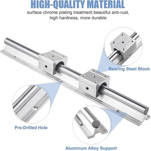 CNCCANEN SBR16 Linear Rail 500mm SBR16 Linear Rails and Bearings 2Pcs SBR16-500mm Linear Guide Rails with 4Pcs SBR16UU Bearing Blocks, 500mm Linear Rails for CNC DIY 3D Printer Rails in Saudi Arabia