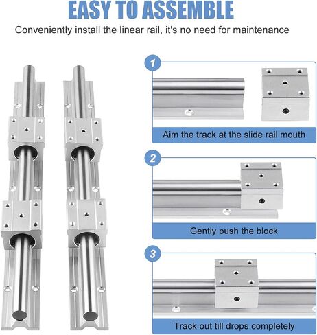 CNCCANEN SBR16 Linear Rail 500mm SBR16 Linear Rails and Bearings 2Pcs SBR16-500mm Linear Guide Rails with 4Pcs SBR16UU Bearing Blocks, 500mm Linear Rails for CNC DIY 3D Printer Rails in Saudi Arabia