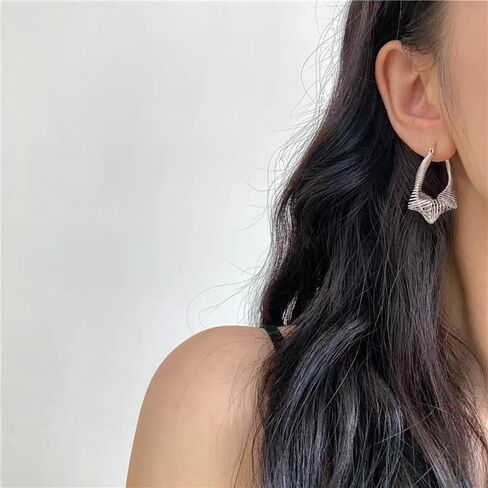 Chunky Irregular Hoop Statement Earrings for Women Teen Girls,14K Gold Geometric Stainless Steel Thick Hollow Earrings Party Trendy Holiday Jewelry Gifts in Saudi Arabia