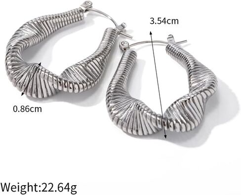 Chunky Irregular Hoop Statement Earrings for Women Teen Girls,14K Gold Geometric Stainless Steel Thick Hollow Earrings Party Trendy Holiday Jewelry Gifts in Saudi Arabia