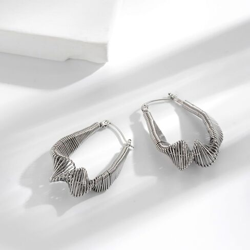 Chunky Irregular Hoop Statement Earrings for Women Teen Girls,14K Gold Geometric Stainless Steel Thick Hollow Earrings Party Trendy Holiday Jewelry Gifts in Saudi Arabia