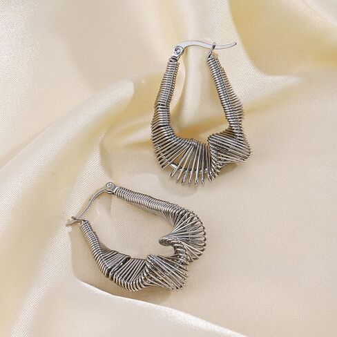 Chunky Irregular Hoop Statement Earrings for Women Teen Girls,14K Gold Geometric Stainless Steel Thick Hollow Earrings Party Trendy Holiday Jewelry Gifts in Saudi Arabia