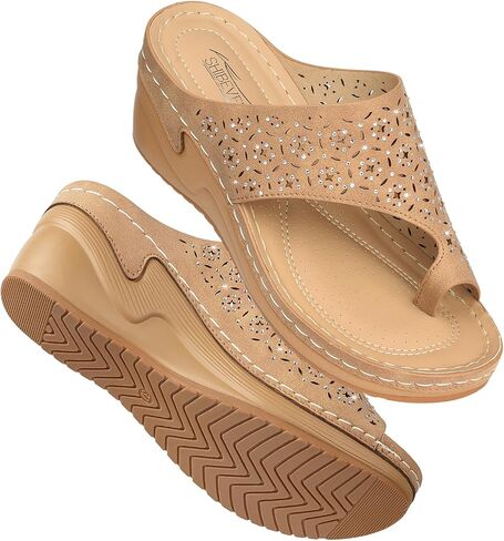 SHIBEVER Wedge Sandals for Women Comfortable Slide Dress Beach Walking Slip On Platform Boho Flower Casual Sandal in Saudi Arabia