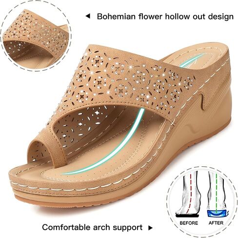 SHIBEVER Wedge Sandals for Women Comfortable Slide Dress Beach Walking Slip On Platform Boho Flower Casual Sandal in Saudi Arabia
