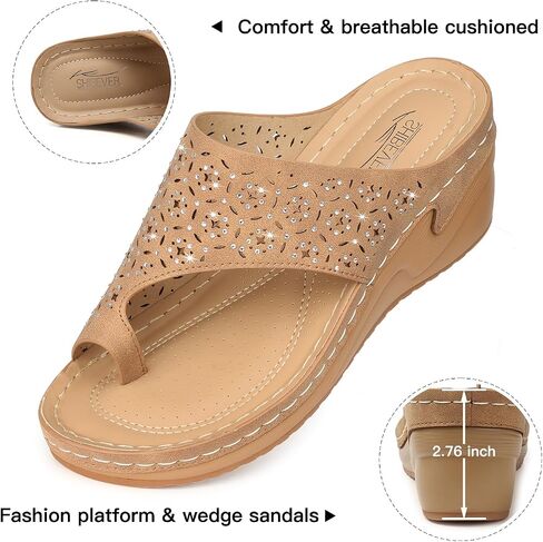 SHIBEVER Wedge Sandals for Women Comfortable Slide Dress Beach Walking Slip On Platform Boho Flower Casual Sandal in Saudi Arabia