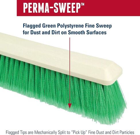 فرشاة أرضية Weiler 42164 Perma-Sweep Polystyrene Fine Sweep، عرض 2-1/2 بوصة، الطول الإجمالي 24 بوصة، أخضر in Saudi Arabia