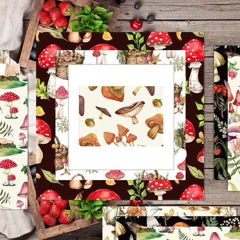 24 Sheets Mushroom Pattern Paper, 12" x 12" Patterned Cardstock Paper Scrapbooking Supplies Paper Vintage Double-Sided Decorative Craft Paper for DIY Card Making Photo Album Junk Journal Decor in Kuwait