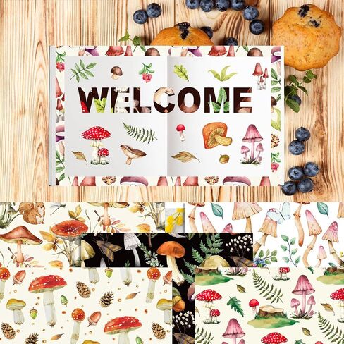 24 Sheets Mushroom Pattern Paper, 12" x 12" Patterned Cardstock Paper Scrapbooking Supplies Paper Vintage Double-Sided Decorative Craft Paper for DIY Card Making Photo Album Junk Journal Decor in Kuwait