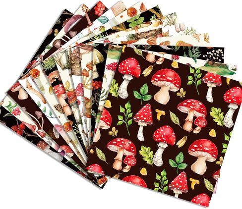24 Sheets Mushroom Pattern Paper, 12" x 12" Patterned Cardstock Paper Scrapbooking Supplies Paper Vintage Double-Sided Decorative Craft Paper for DIY Card Making Photo Album Junk Journal Decor in Kuwait