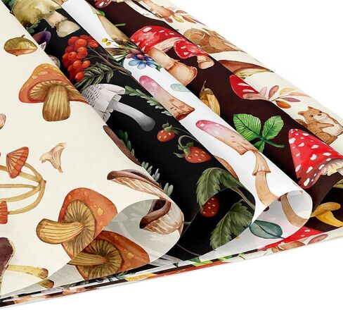 24 Sheets Mushroom Pattern Paper, 12" x 12" Patterned Cardstock Paper Scrapbooking Supplies Paper Vintage Double-Sided Decorative Craft Paper for DIY Card Making Photo Album Junk Journal Decor in Kuwait