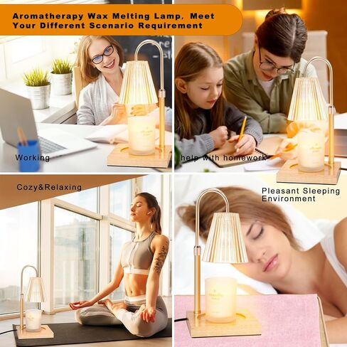 Candle Warmer, Height-Adjustable Candle Warmer, Candle Warmer with Timer, Electric dimmable Wax Melting Candle Warmer for jar Candles, with 2 Bulbs (Amber) in Saudi Arabia