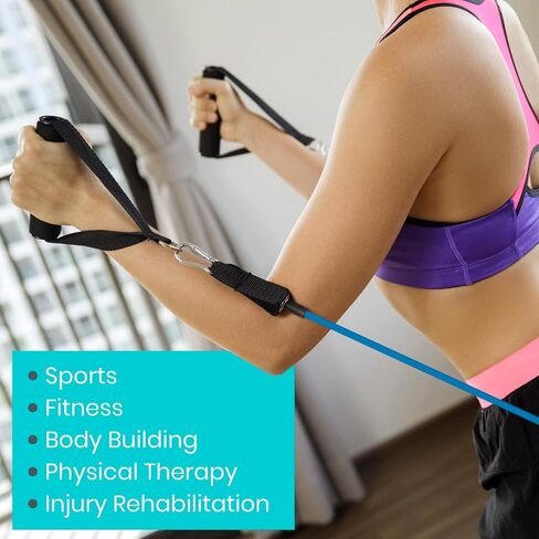 أربطة مقاومة Vive بمقابض (11 قطعة) - مجموعة أحزمة إعادة تأهيل أنبوبية - مرساة باب بكرة الكتف - شد من 2 إلى 70 رطل - معدات لياقة بدنية مرنة للتمرين المنزلي - علاج تدريبي للرجال والنساء in Saudi Arabia